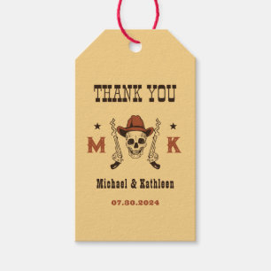 Western Cowboy Skull Monogram Country Wedding Gift Tags