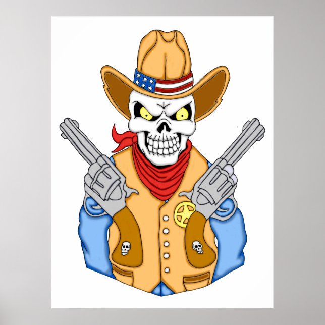 Western Cowboy Skull Poster (Front)