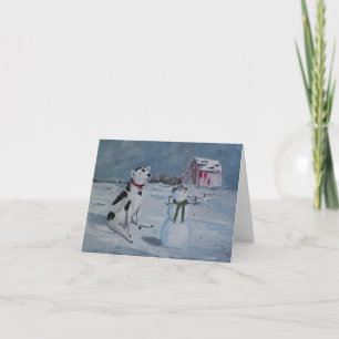 Western Cowboy Snowman & Cow Christmas Card