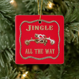 Western Cowboy Spurs Jingle All The Way Ceramic Ornament