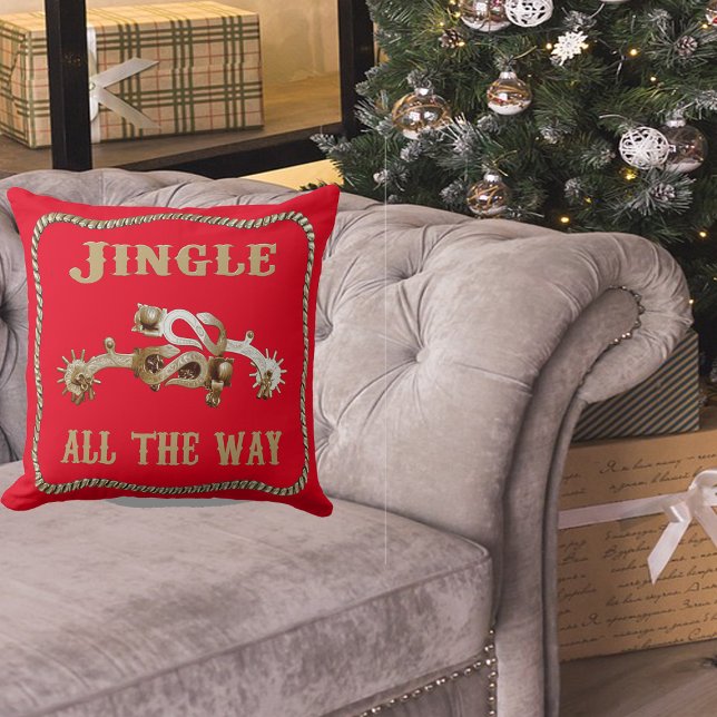 Western Cowboy Spurs Jingle All The Way Cushion (Creator Uploaded)