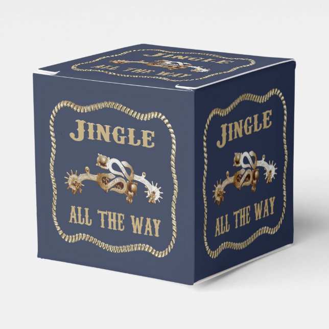 Western Cowboy Spurs Jingle All The Way Favour Box (Front Side)