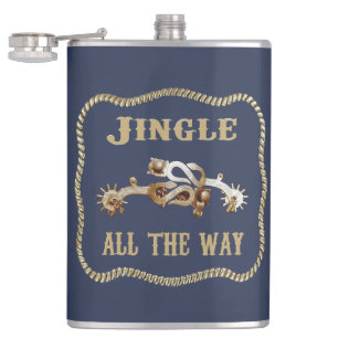 Western Cowboy Spurs Jingle All The Way Hip Flask