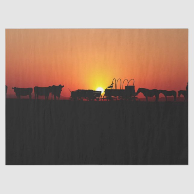 Western Cowboy Sunset 12 Decoupage Tissue Paper (Front)