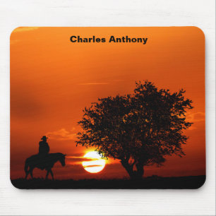 Western Cowboy Sunset Mouse Mat