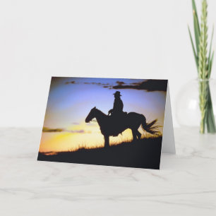 Western Cowboy Sunset Silhouette Card