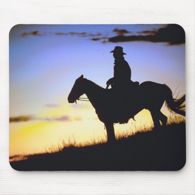 Western Cowboy Sunset Silhouette Mouse Mat (Front)