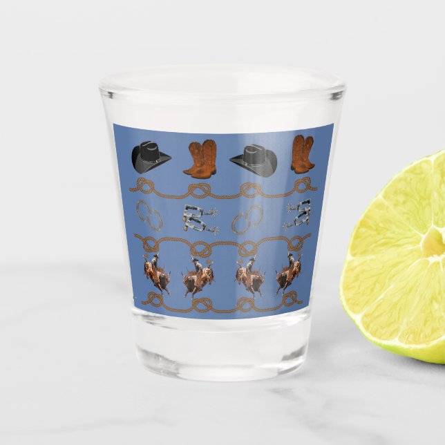Western Cowboy Theme Shot Glass (Front)