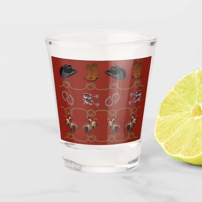 Western Cowboy Theme Shot Glass (Front)