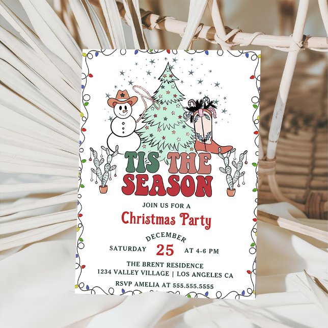 Western Cowboy Tis The Season Christmas Party Invitation (Creator Uploaded)
