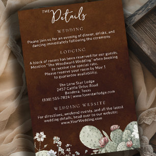 Western Cowboy Vintage Botanical Wedding Details Enclosure Card