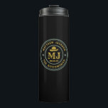 Western Cowboy Vintage Gold Monogram Groomsmen Thermal Tumbler<br><div class="desc">Personalised gifts for groomsmen and best man with western cowboy theme. Decorated with cowboy hat with vintage western font. Text and colour are editable using the Design Tool to fit your occasion. Get this customise gift for wedding,  bachelor party,  engagement party or any other special occasions.</div>