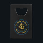 Western Cowboy Vintage Logo Monogram Groomsmen<br><div class="desc">Personalised gifts for groomsmen with western cowboy theme. Decorated with cowboy hat with vintage western font. Text and background colour are editable using the Design Tool to fit your occasion. Get this customise gift for wedding,  bachelor party,  engagement party or any other special occasions.</div>