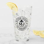 Western Cowboy Vintage Logo Monogram Groomsmen Glass<br><div class="desc">Personalised gifts for groomsmen with western cowboy theme. Decorated with cowboy hat with vintage western font. Text and colour are editable using the Design Tool to fit your occasion. Get this customise gift for wedding,  bachelor party,  engagement party or any other special occasions.</div>