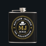 Western Cowboy Vintage Logo Personalised Groomsmen Hip Flask<br><div class="desc">Personalised gifts for groomsmen with western cowboy theme. Decorated with cowboy hat with vintage western font. Text and colour are editable using the Design Tool to fit your occasion. Get this customise gift for wedding,  bachelor party,  engagement party or any other special occasions.</div>