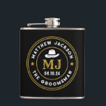 Western Cowboy Vintage Logo Personalised Groomsmen Hip Flask<br><div class="desc">Personalised gifts for groomsmen with western cowboy theme. Decorated with cowboy hat with vintage western font. Text and colour are editable using the Design Tool to fit your occasion. Get this customise gift for wedding,  bachelor party,  engagement party or any other special occasions.</div>