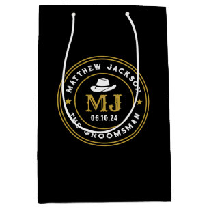 Western Cowboy Vintage Logo Personalised Groomsmen Medium Gift Bag