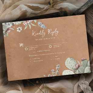 Western Cowboy Vintage Southwest Floral Wedding RSVP Card