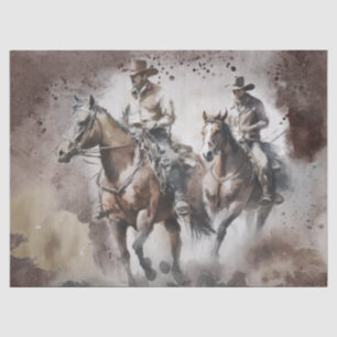 Western Cowboy Watercolor Decoupage Tissue Paper