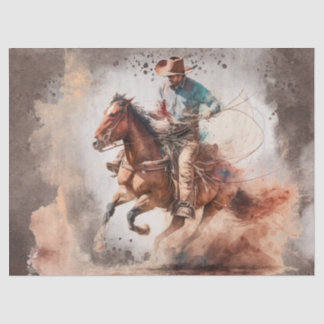 Western Cowboy Watercolor Decoupage Tissue Paper