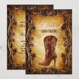 western cowboyboots vintage bridal shower invitation