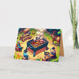 Western Cowboys Cooking Grilling Custom  Card