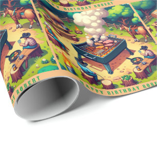 Western Cowboys Cooking Grilling Custom Gift Wrapping Paper