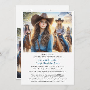 Western Cowgirl 15th Birthday Party Invitation