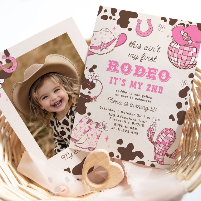 Western cowgirl 2nd Rodeo photo Birthday party Invitation (Creator Uploaded)