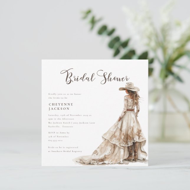 Western Cowgirl and Lace Cowboy Boots Baby Shower  Invitation (Standing Front)