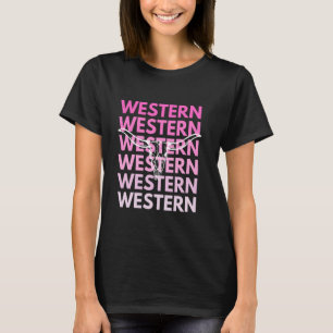 Western Cowgirl and Longhorn Skull for Country Mus T-Shirt