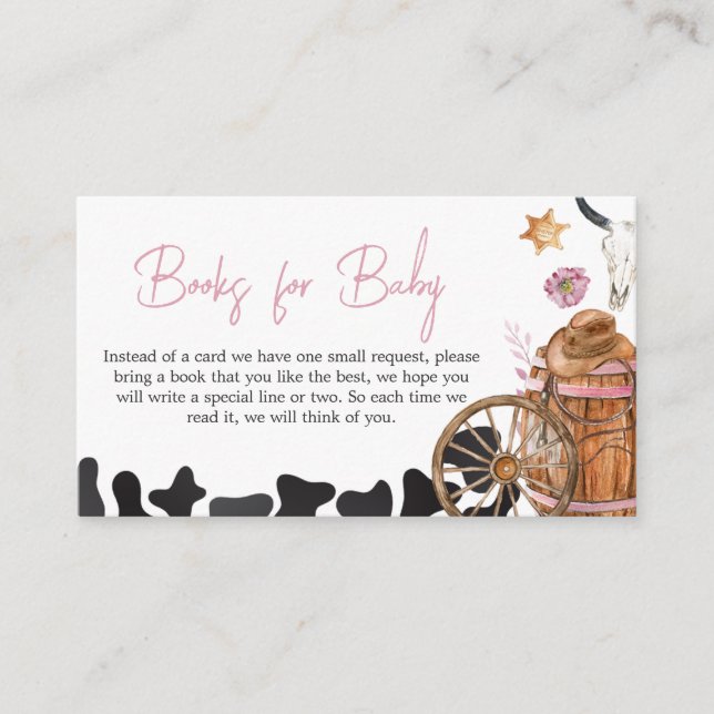 Western Cowgirl Baby Shower Books for Baby Enclosure Card (Front)