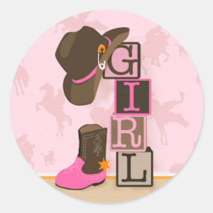 Western Cowgirl Baby Shower Sticker