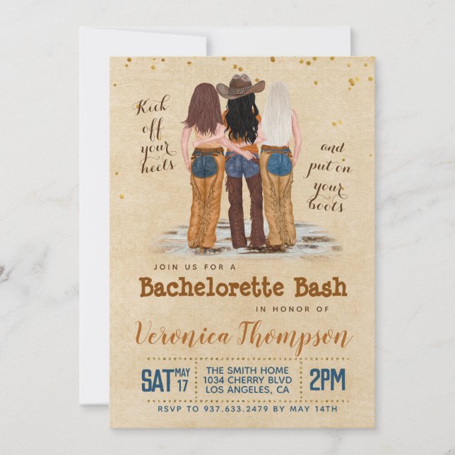 Western Cowgirl Bachelorette Bridal Shower Invitation (Front)