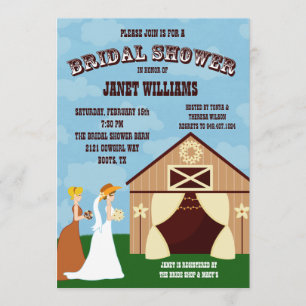 Western Cowgirl Barn Bridal Shower Invitation
