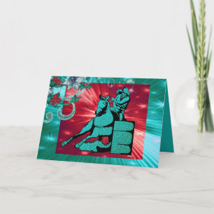Western Cowgirl Barrel Racer Holiday Greeting Card