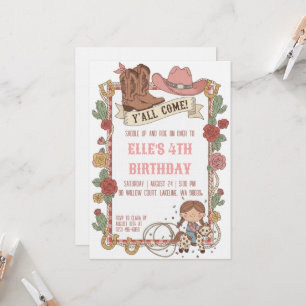 western cowgirl birthday invitations