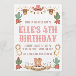 western cowgirl birthday invitations