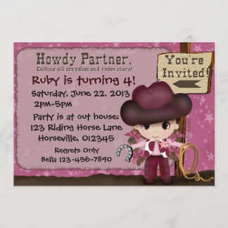 Western Cowgirl Birthday Invites