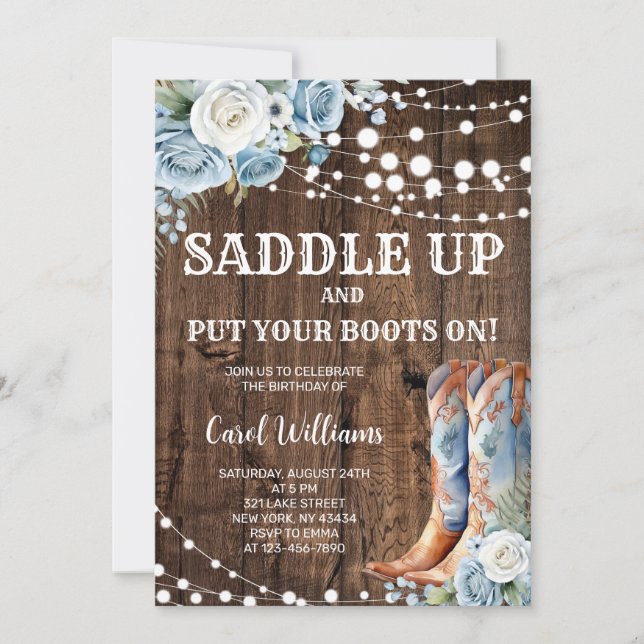Western Cowgirl Birthday Party Invitation (Front)