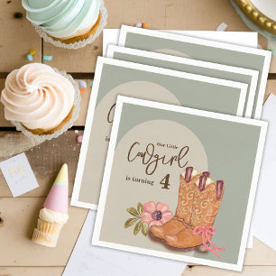 Western Cowgirl Boho Flowers Boots Birthday Party Napkin