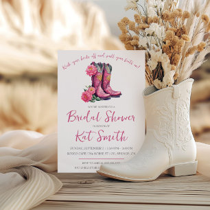 Western Cowgirl Boots and Flowers Bridal Shower Invitation