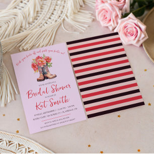 Western Cowgirl Boots and Flowers Bridal Shower Invitation