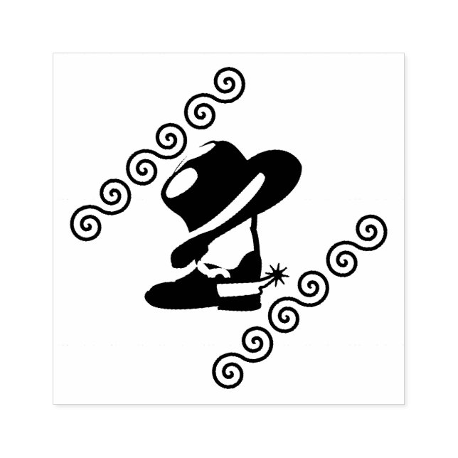 Western Cowgirl Boots and Hat  Rubber Stamp (Imprint)