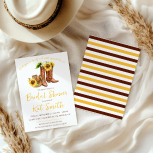 Western Cowgirl Boots and Sunflowers Bridal Shower Invitation