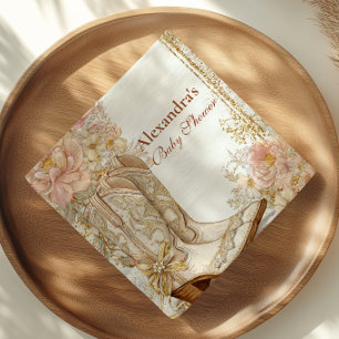 Western Cowgirl Boots Floral Baby Shower Napkin