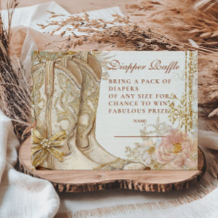 Western Cowgirl Boots Floral Diapper Raffle Enclosure Card