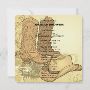 Western Cowgirl Boots Hat Bridal Shower Invitation