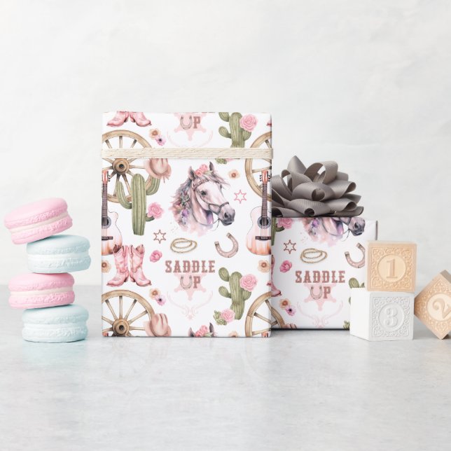 Western Cowgirl Boots & Horse Gift Wrap (Baby Shower)