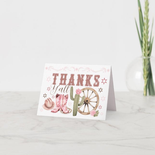 Western Cowgirl Boots Thank You Card (Front)